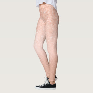 Elegant pretty gradient copper rose gold glitter leggings