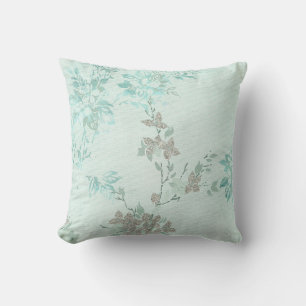 ELEGANT PRETTY LIGHT BLUE FLORAL CUSHION