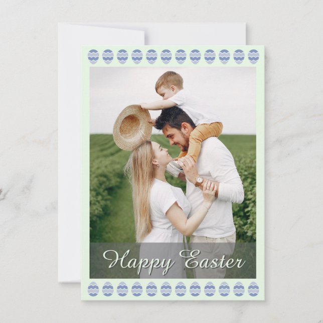 Elegant Pretty Pastel Chic Photo Happy Easter Eggs Holiday Card (Front)