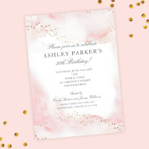 Elegant Pretty Pink Gold Glitter 30th Birthday Invitation