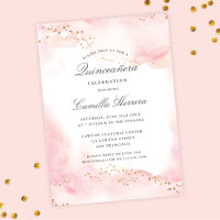 Elegant Pretty Pink Gold Quinceañera Birthday