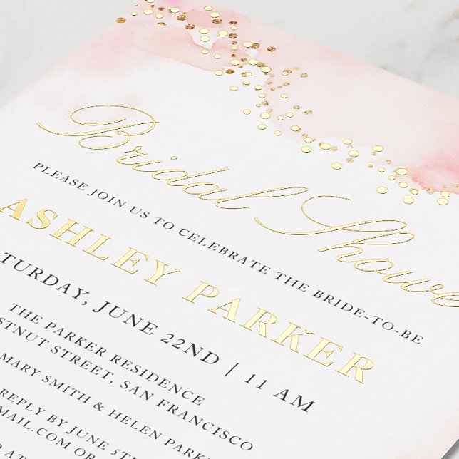 Elegant Pretty Pink Watercolor Bridal Shower Gold (Creator Uploaded)