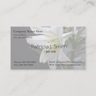 Elegant, pretty pure white lily flower business card