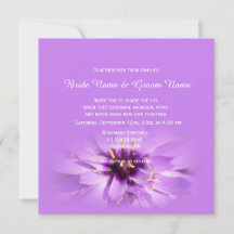 Elegant, pretty purple flower wedding invitations
