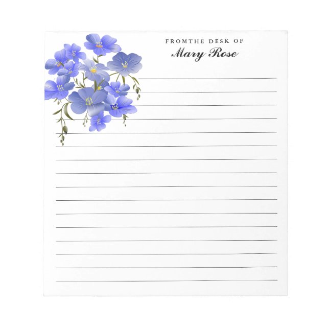 Elegant Pretty Purple Flowers Personalized Notepad (Front)