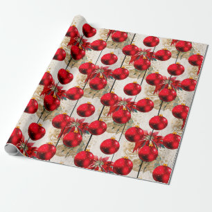 Elegant pretty red Christmas floral pattern Wrapping Paper