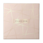 Elegant pretty rose gold & blush pink geometric ceramic tile<br><div class="desc">Stylish faux copper rose gold & blush pink geometric pattern.</div>