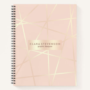 Elegant pretty rose gold & blush pink geometric notebook