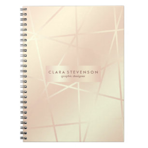 Elegant pretty rose gold & blush pink geometric notebook