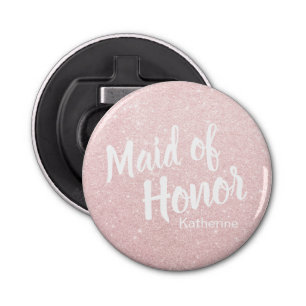 Elegant pretty rose gold glitter maid of honour bottle opener