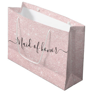 Elegant pretty rose gold glitter maid of honour large gift bag