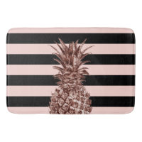 Elegant pretty rose gold pineapple & pink stripe