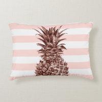 Elegant pretty rose gold pineapple & pink stripe