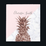 Elegant pretty rose gold pineapple white marble notepad<br><div class="desc">Modern and cute faux rose gold pineapple,  blush pink and white marble colour block.</div>