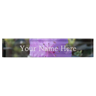 elegant, pretty spring purple azalea flowers. nameplate