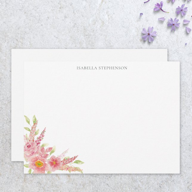 Elegant Pretty Watercolor Pink Floral Personalised Card (Creator Uploaded)
