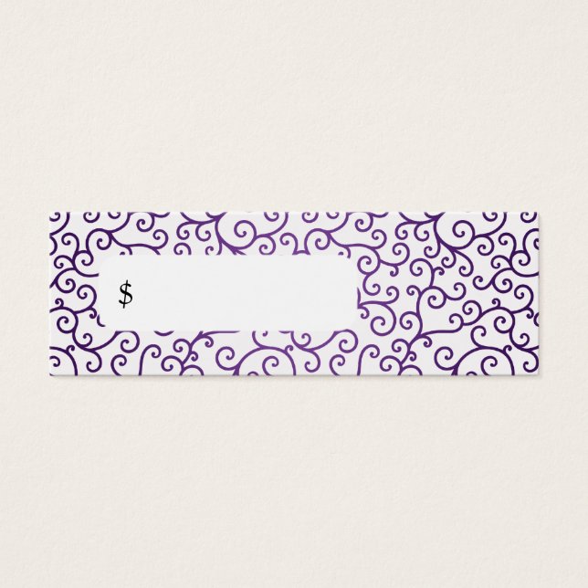 Elegant Price Tag Modern Swirls Purple (Front)
