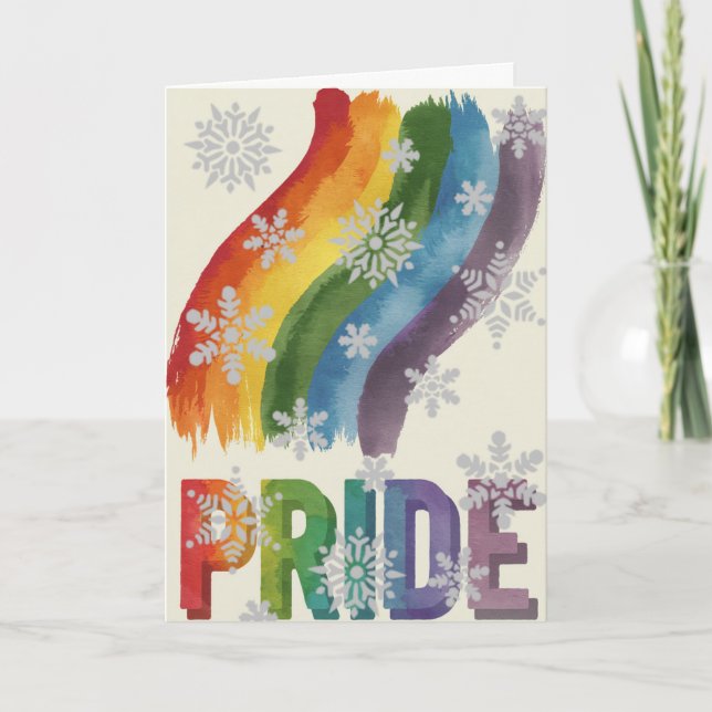 Elegant Pride Art Gay Christmas Card (Front)