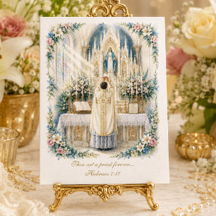 Elegant Priesthood Anniversary Marian Altar Card
