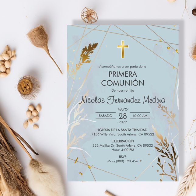 Elegant Primera Comunion Catholic First Communion Invitation (Creator Uploaded)