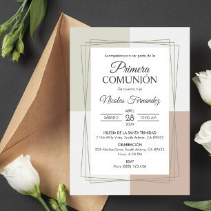 Elegant Primera Comunion Catholic First Communion Invitation