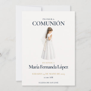 Elegant Primera Comunión Niña Invitation