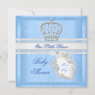 Elegant Prince Baby Shower Boy Blue Little Prince Invitation