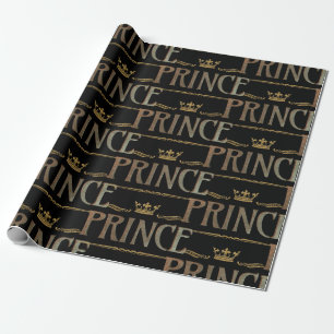 Elegant PRINCE Royalty Lettering Crown Wrapping Paper