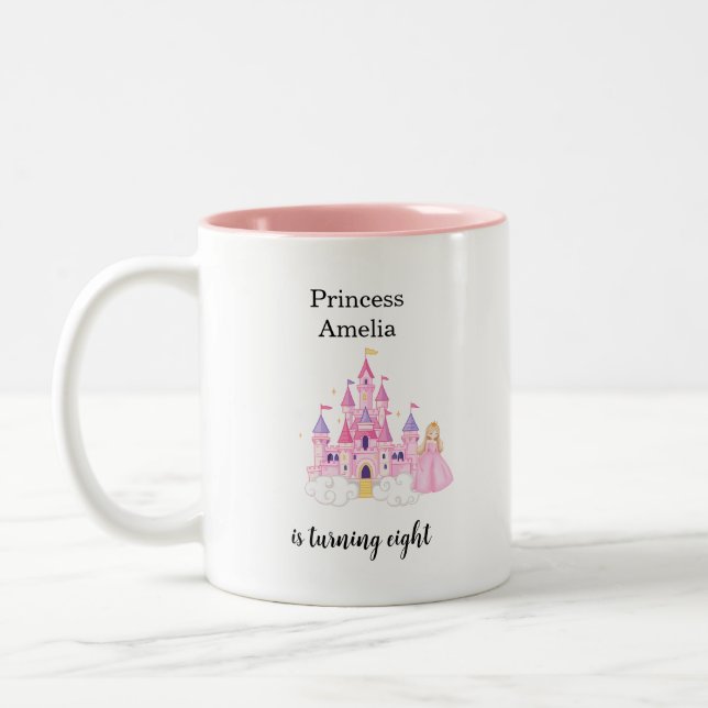Elegant Princess Birthday Celebration Two-Tone Coffee Mug (Left)