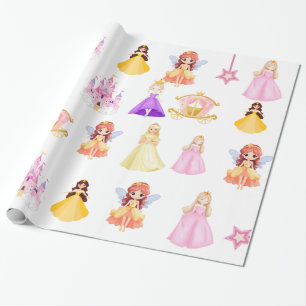 Elegant Princess Birthday Celebration Wrapping Paper