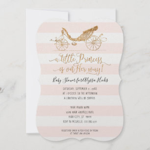 Elegant Princess Carriage Gold Baby Girl Shower Invitation