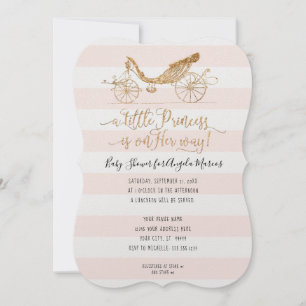Elegant Princess Carriage Gold Baby Girl Shower Invitation