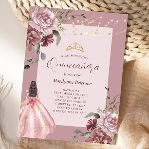 Elegant Princess Floral Quinceañera Invitation