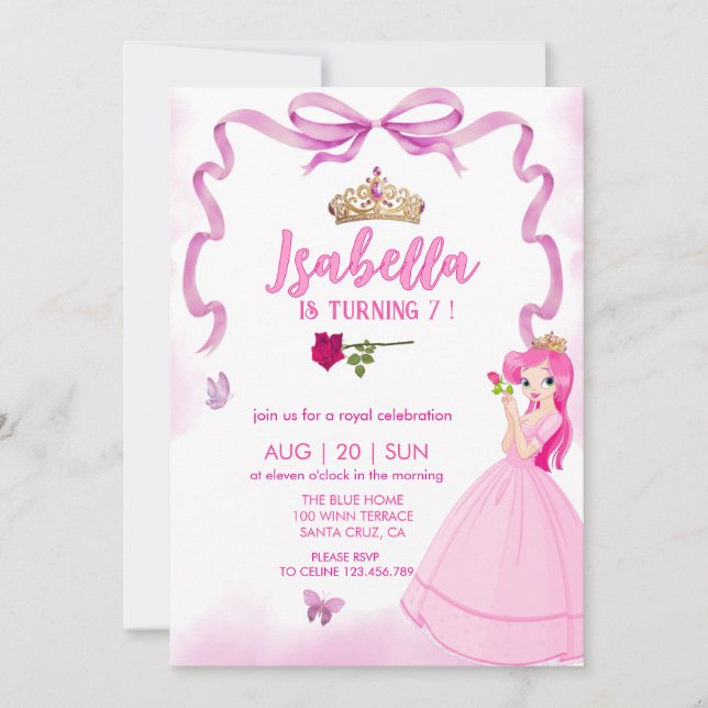 Elegant princess  Girl birthday Invitation (Front)