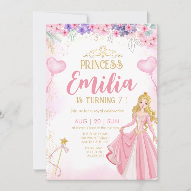 Elegant princess  Girl birthday Invitation (Front)