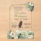 Elegant Princess Sage Green Floral Quinceañera