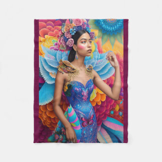 Elegant princess with wings fleece blanket