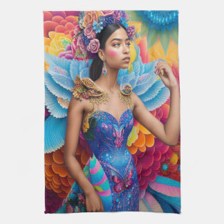 Elegant princess with wings tea towel