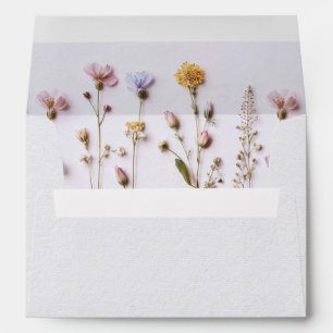 Elegant Print Pressed Pastel Boho Flowers Wedding Envelope