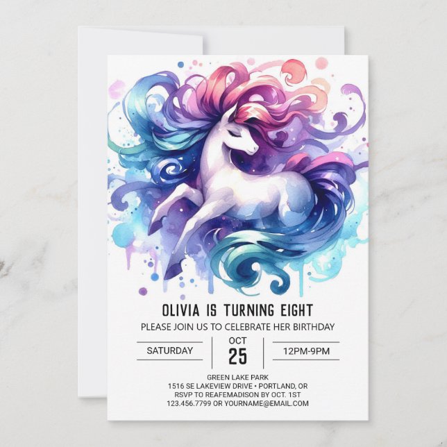 Elegant Printable Horse Birthday Invitation (Front)