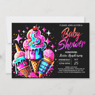 Elegant Printable Ice Cream Baby Shower Invitation
