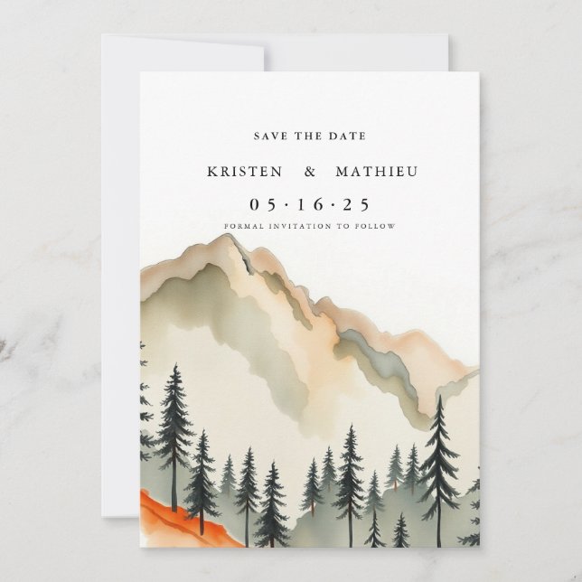 Elegant Printable Mountain Save The Date (Front)