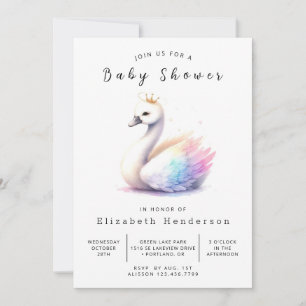 Elegant Printable Swan Baby Shower Invitation