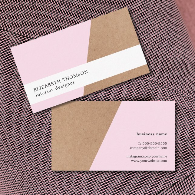 Elegant Printed Kraft Rose Geometric Business Card (Creator Uploaded)