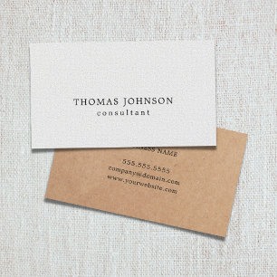 Elegant PRINTED Kraft Texture White Consultant Business Card