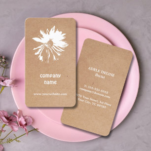 Elegant Printed Kraft White Floral Business Card