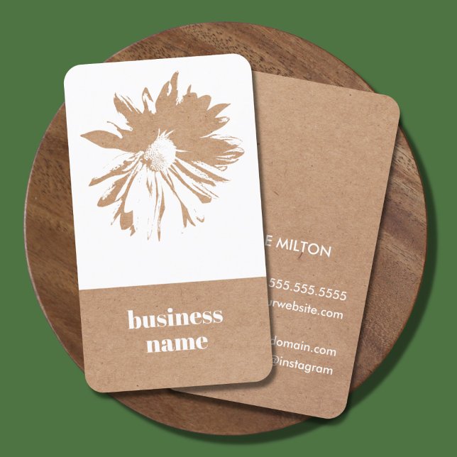 Elegant Printed Kraft White Floral Business Card (Creator Uploaded)
