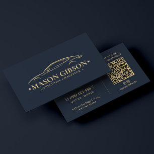 Elegant Private Chauffeur Car Driver Deep Navy Business Card