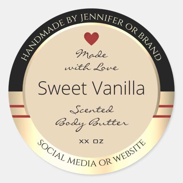 Elegant Product Packaging Labels Black Beige Gold (Front)