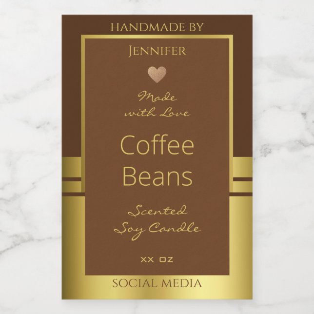 Elegant Product Packaging Labels Brown and Gold (Single Label)